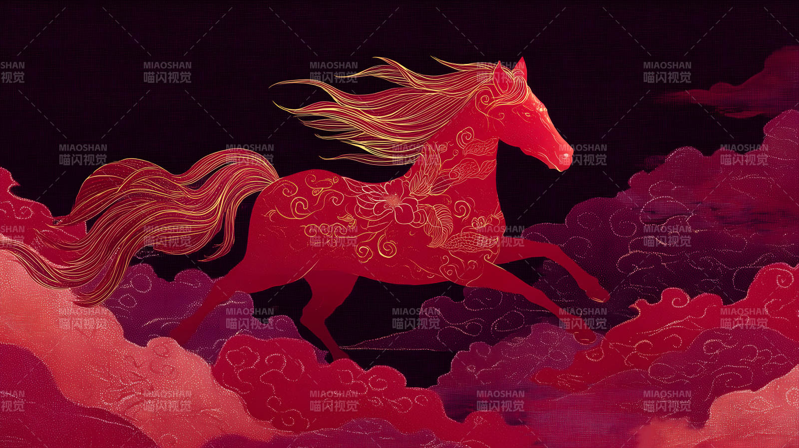 红马腾云驾雾图图片