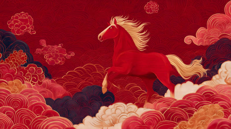 祥云骏马迎新春图片