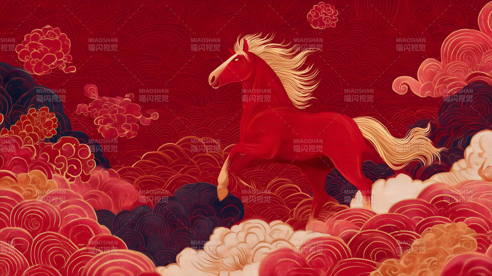 祥云骏马迎新春图片