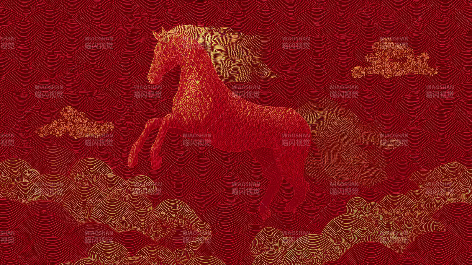 跃马腾空云海间图片