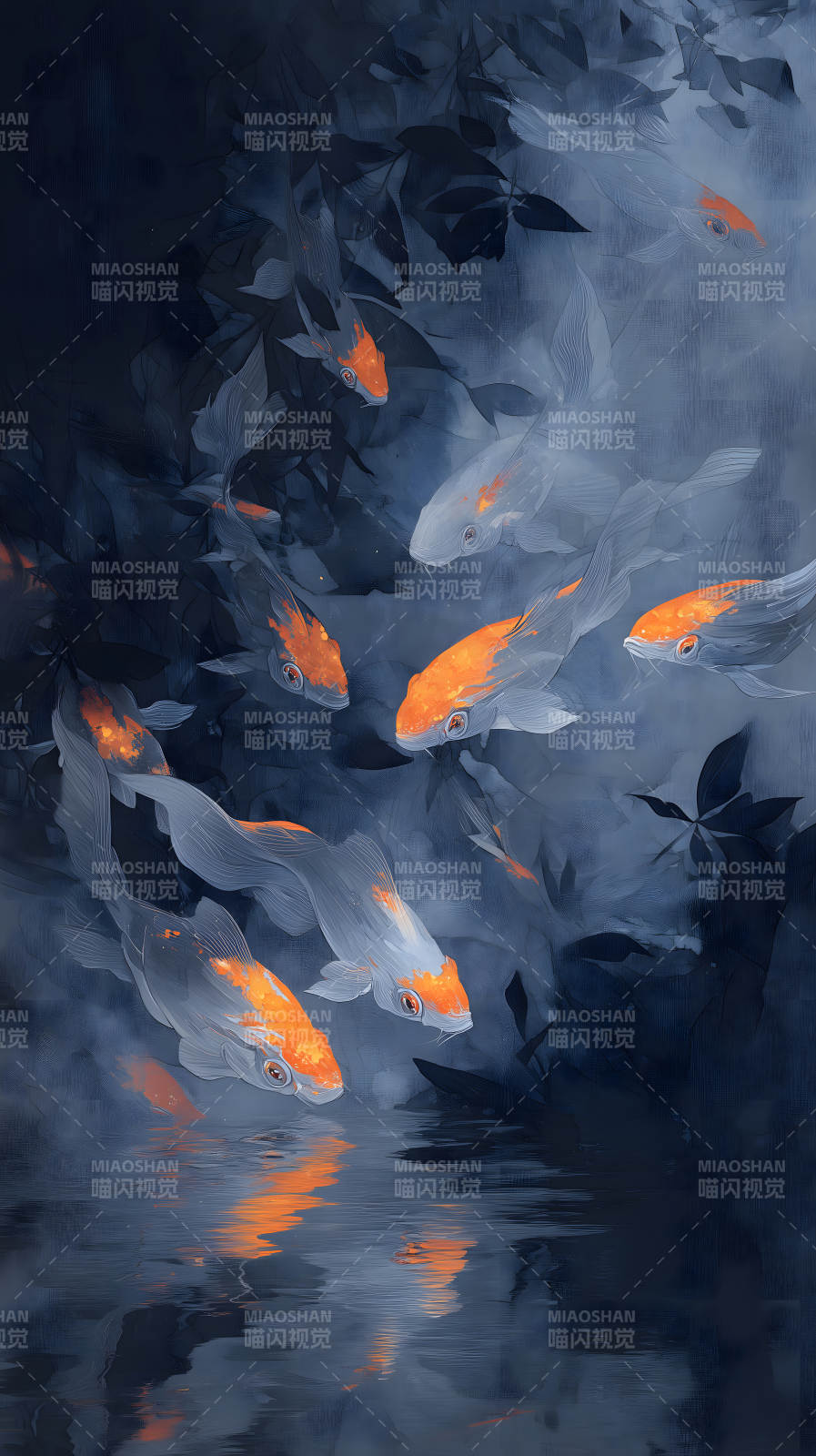 游鱼戏水水影斑斓图片