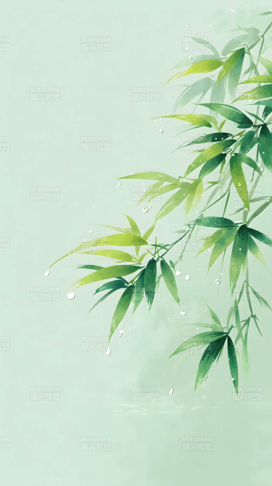 水墨竹叶清新唯美背景图片