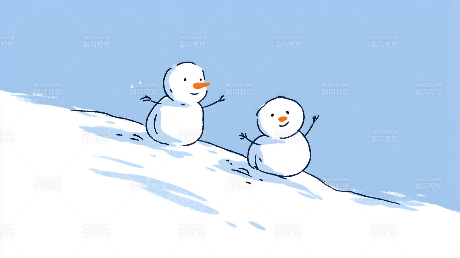 雪地里的两个雪人图片