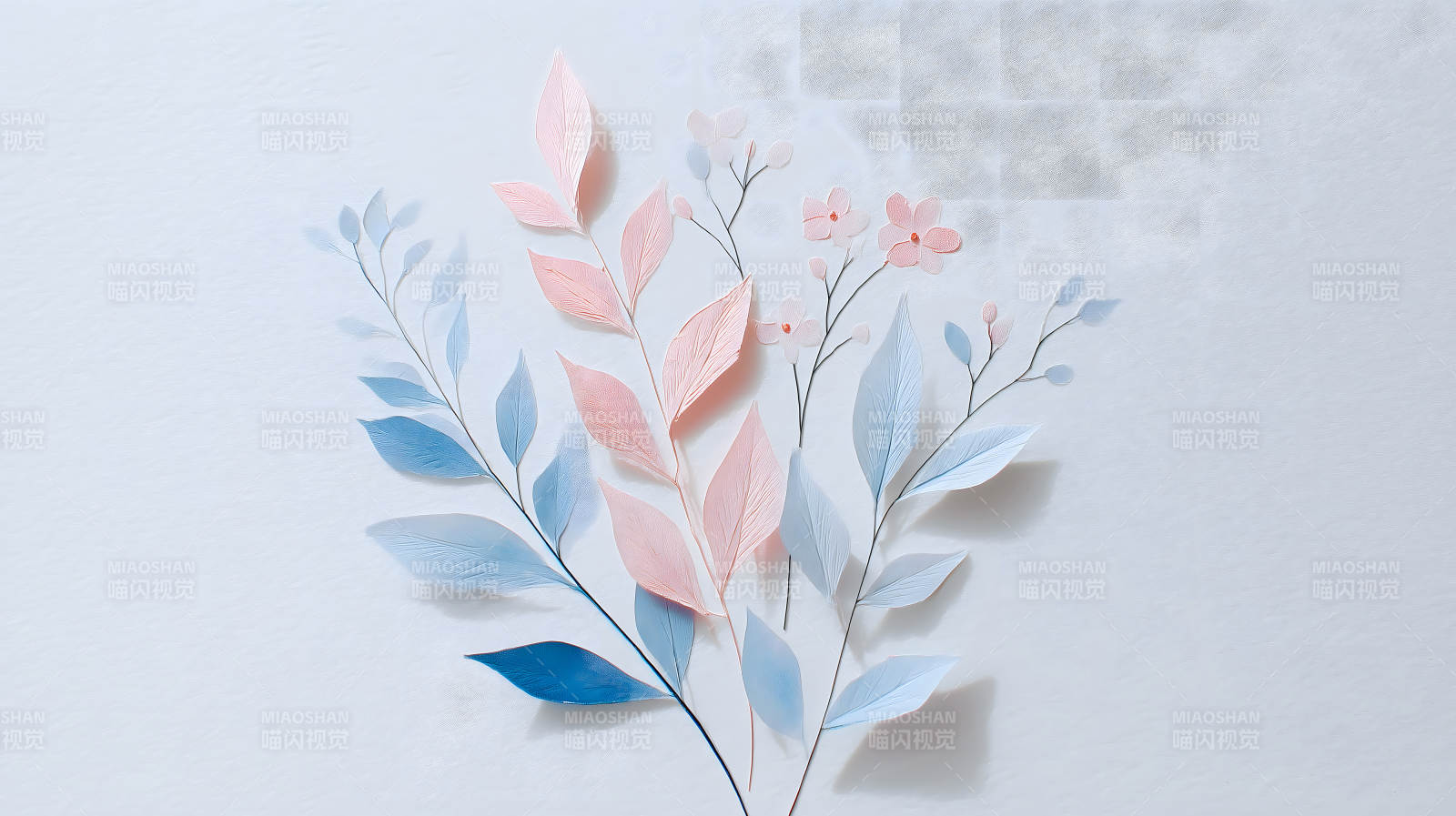 唯美手绘花卉枝叶装饰图片