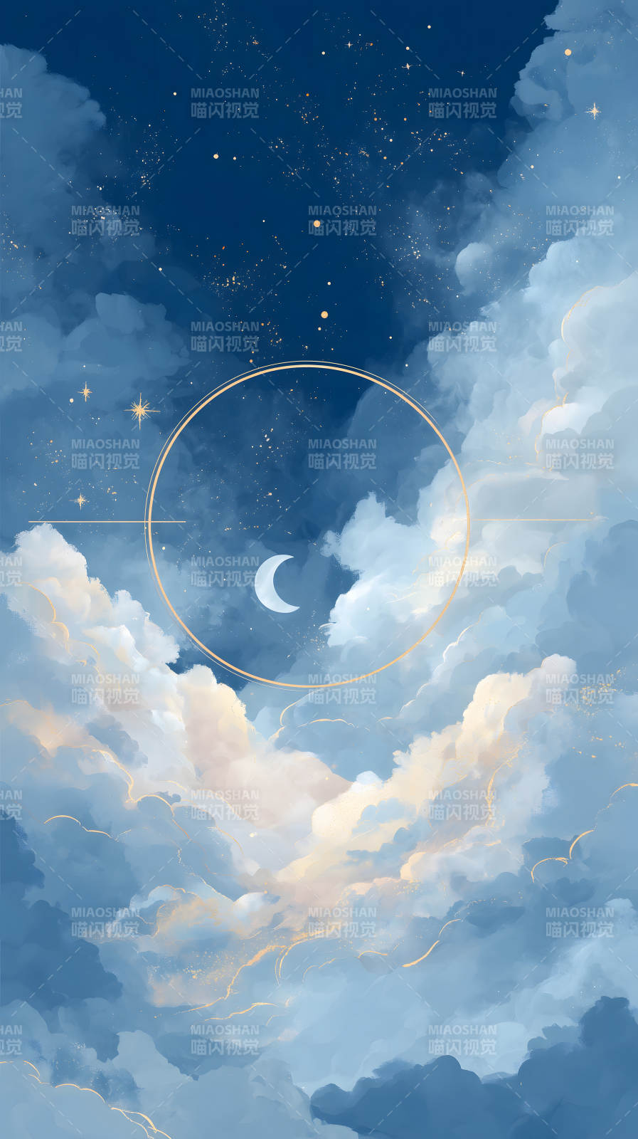 梦幻云海星月夜空唯美图片