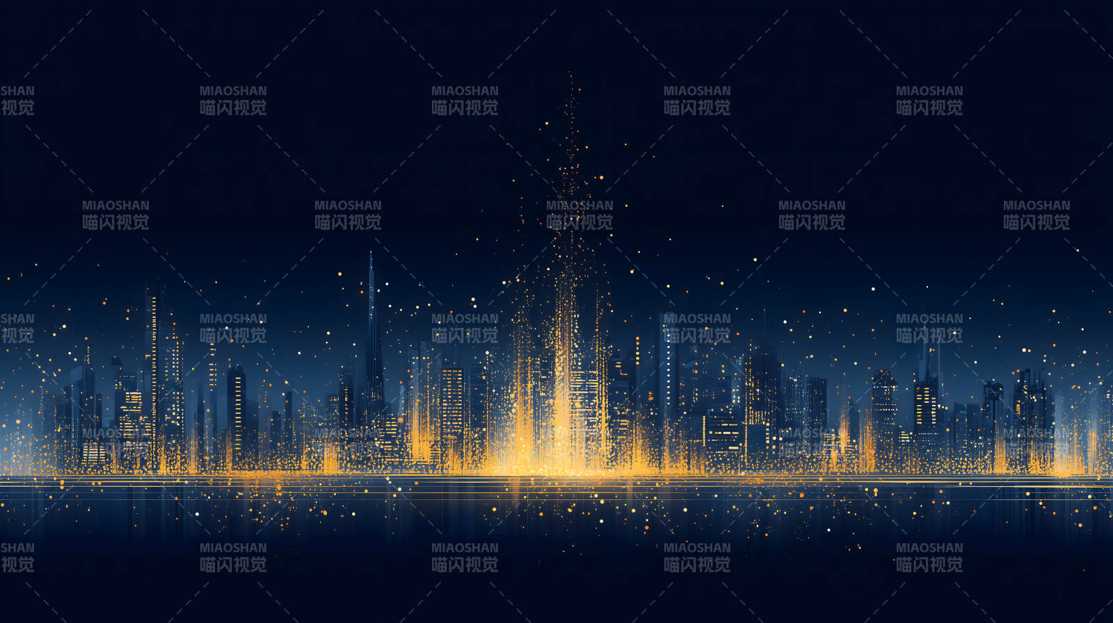 夜幕下的城市光辉璀璨景象图片