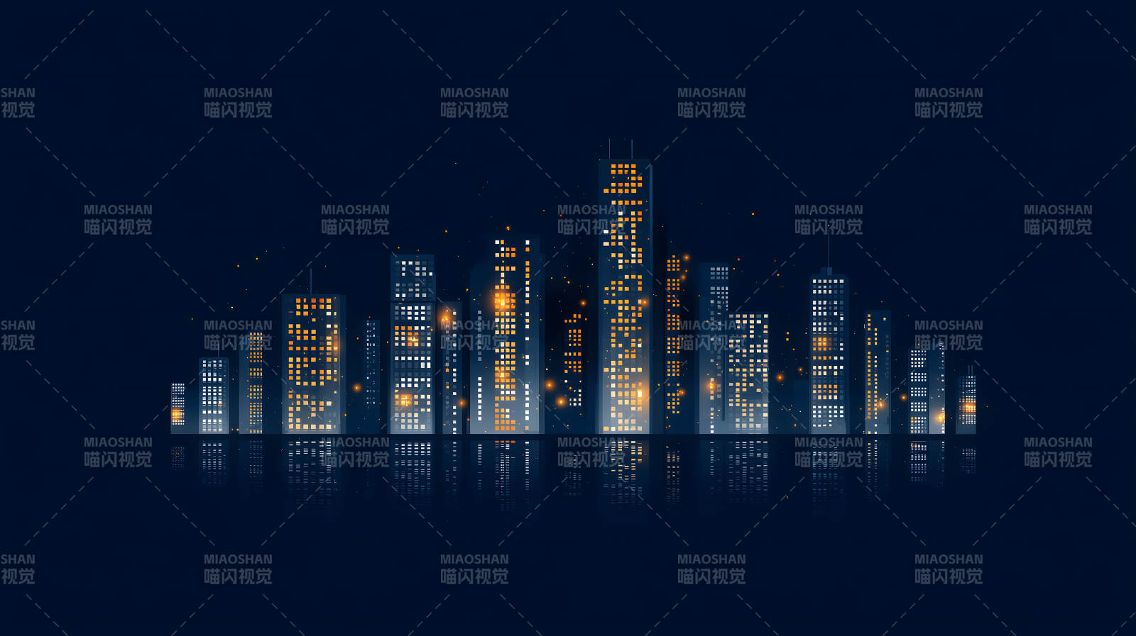 夜幕下的城市灯光闪烁城市剪影图片