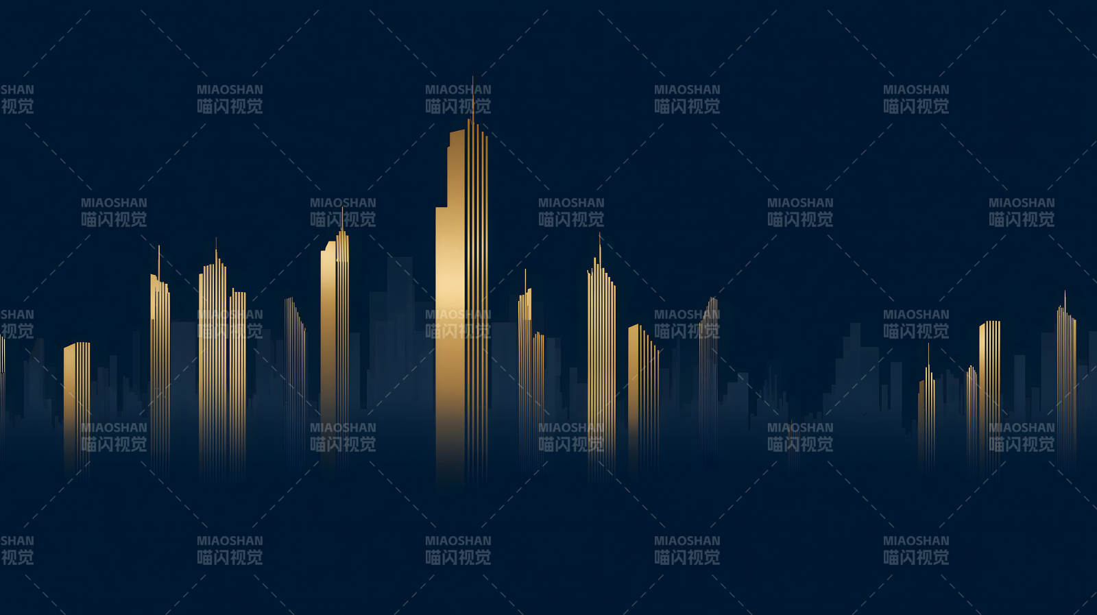 金色城市剪影夜空背景图片