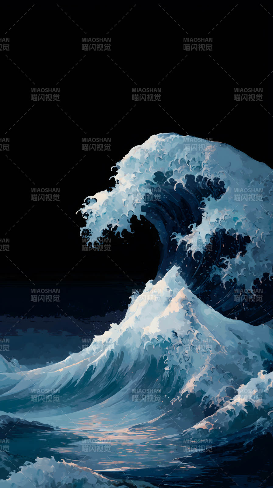 巨浪翻涌的艺术绘图图片