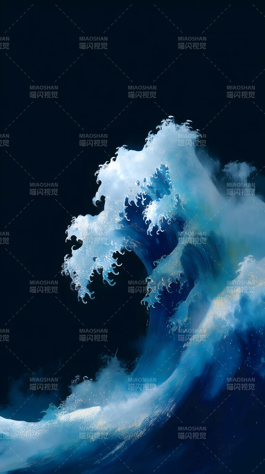 巨浪汹涌的艺术画作图片