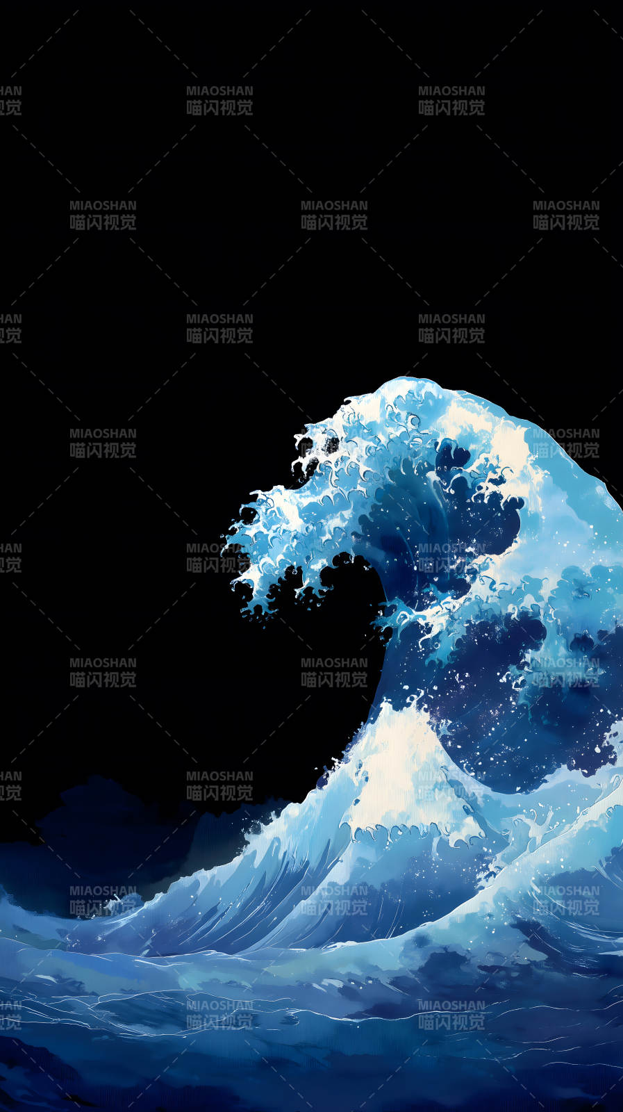 巨浪翻滚海面黑夜背景图片