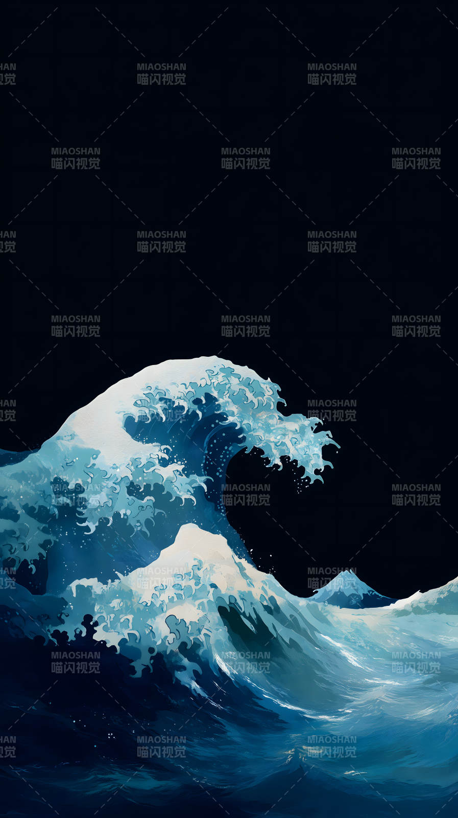 海浪翻滚汹涌澎湃的蓝色波涛图片