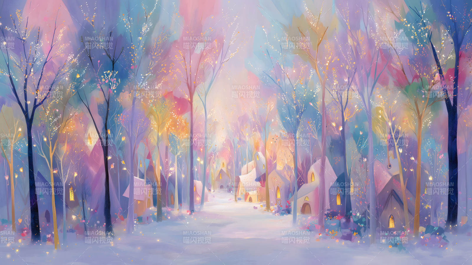 梦幻森林小屋色彩斑斓的童话世界图片