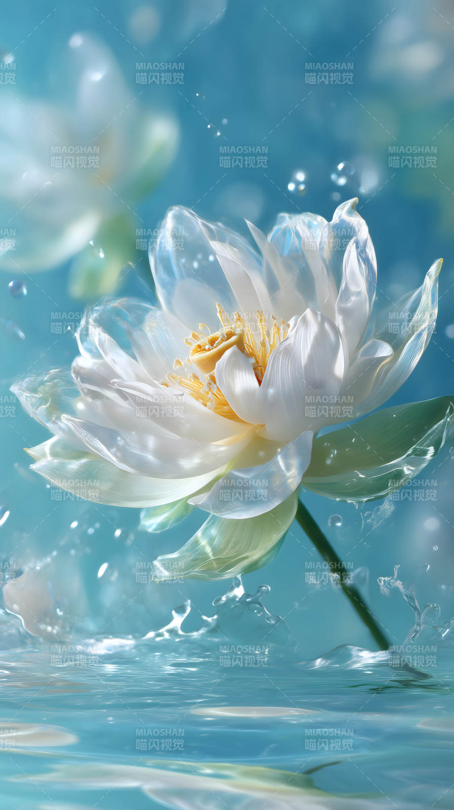 水中的莲花盛开绽放纯洁美丽图片