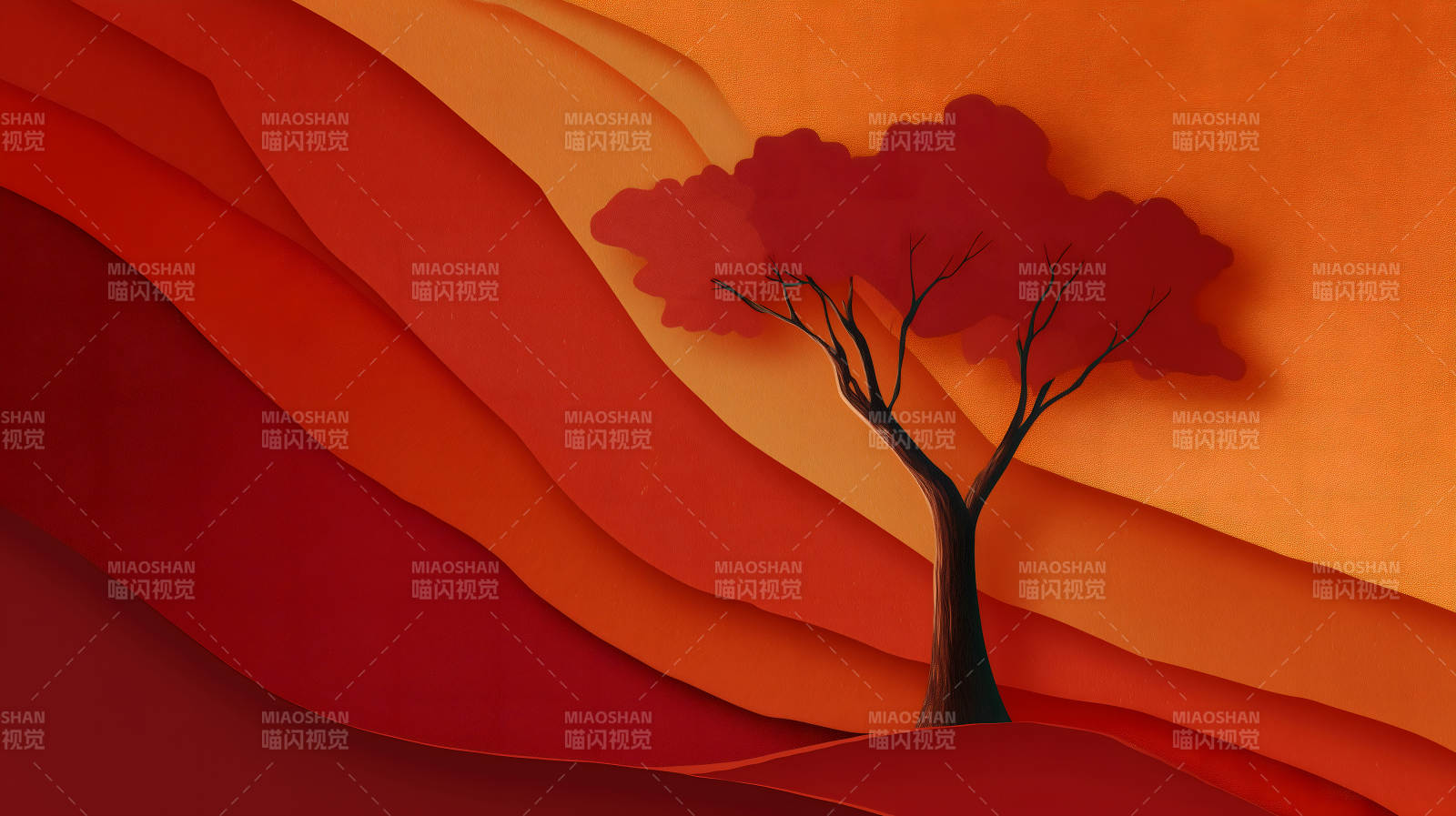 红树在暖色调背景下图片