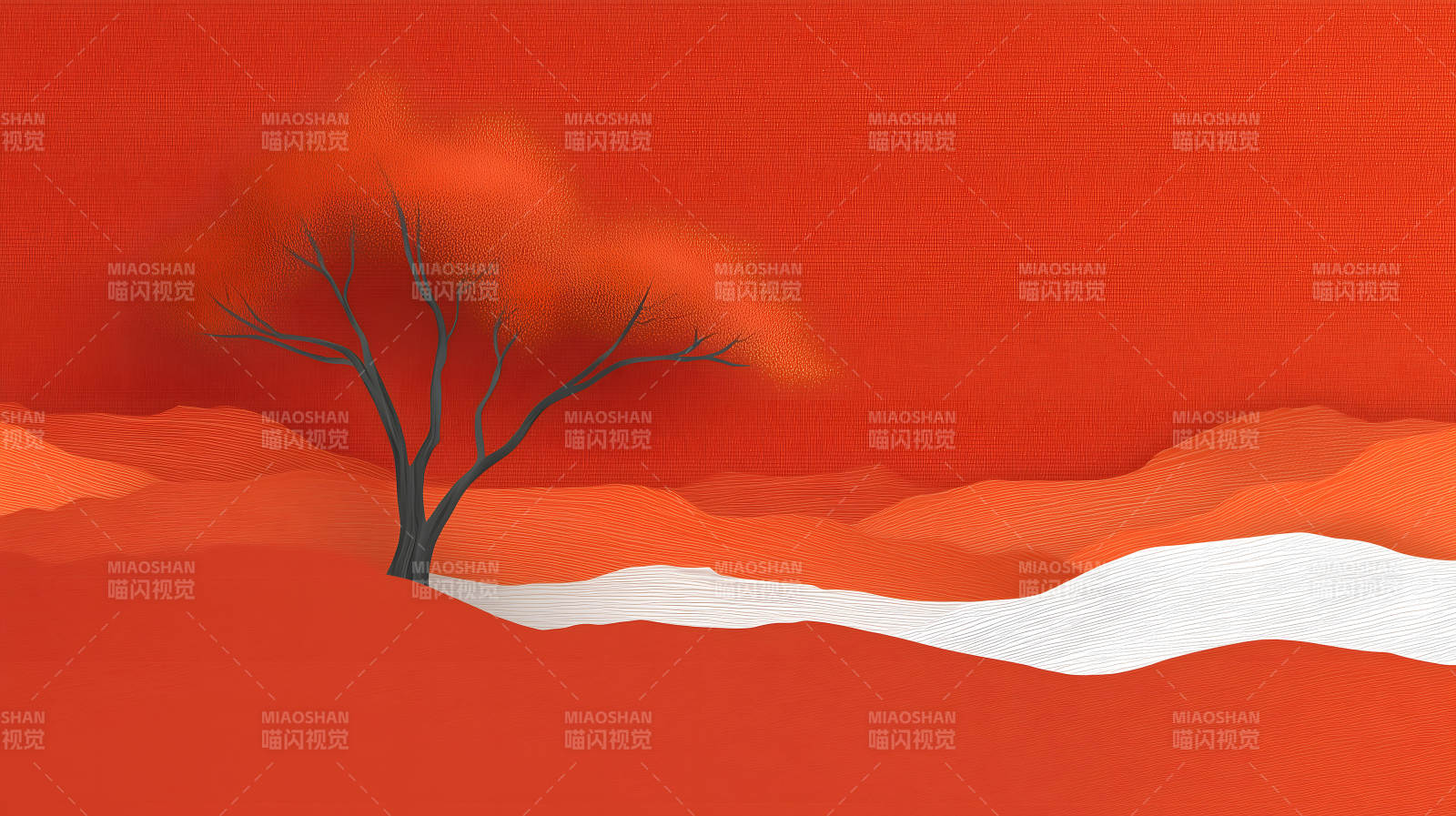 红色沙漠风景树木图片