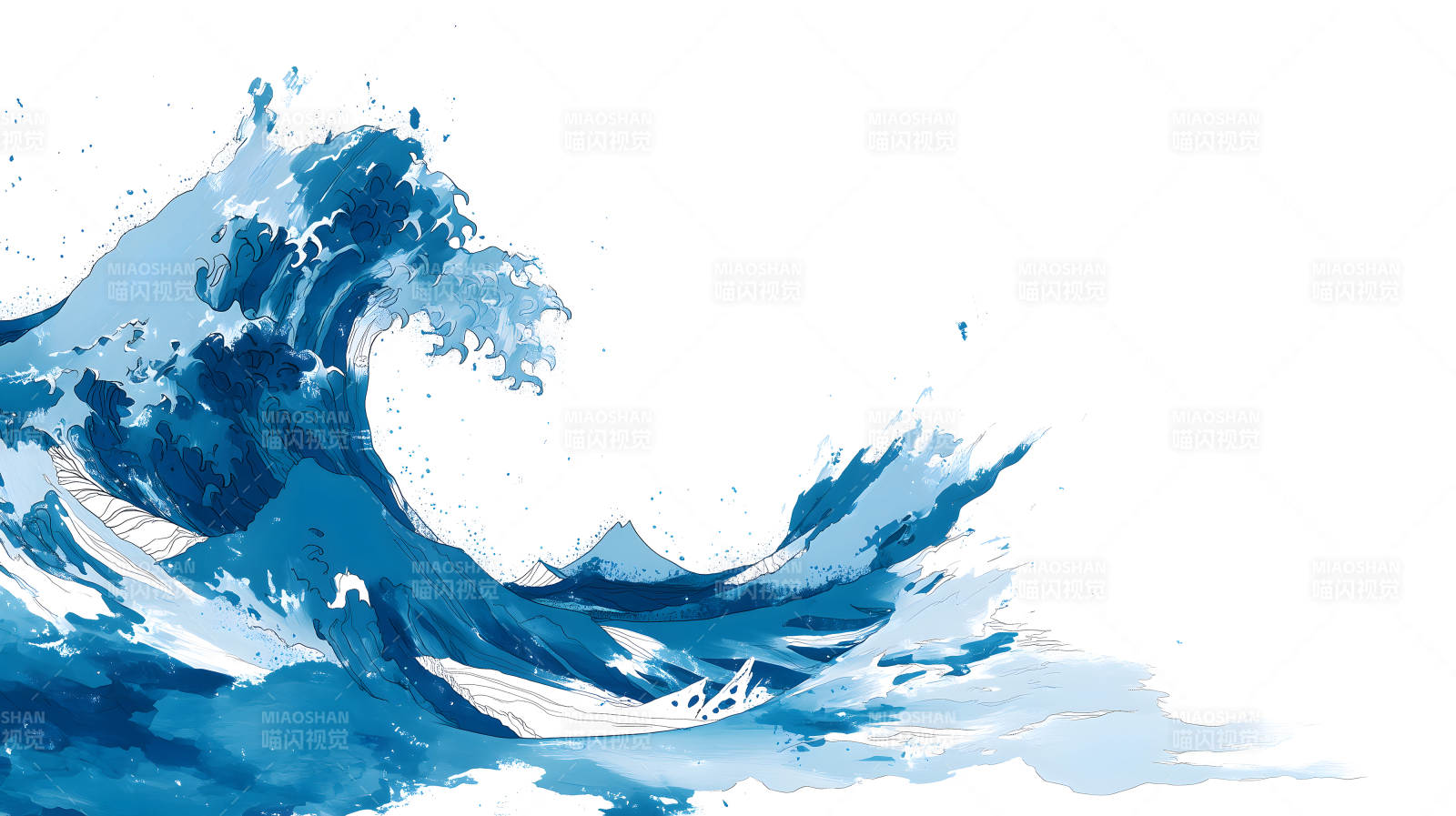 蓝色巨浪冲击画面图片