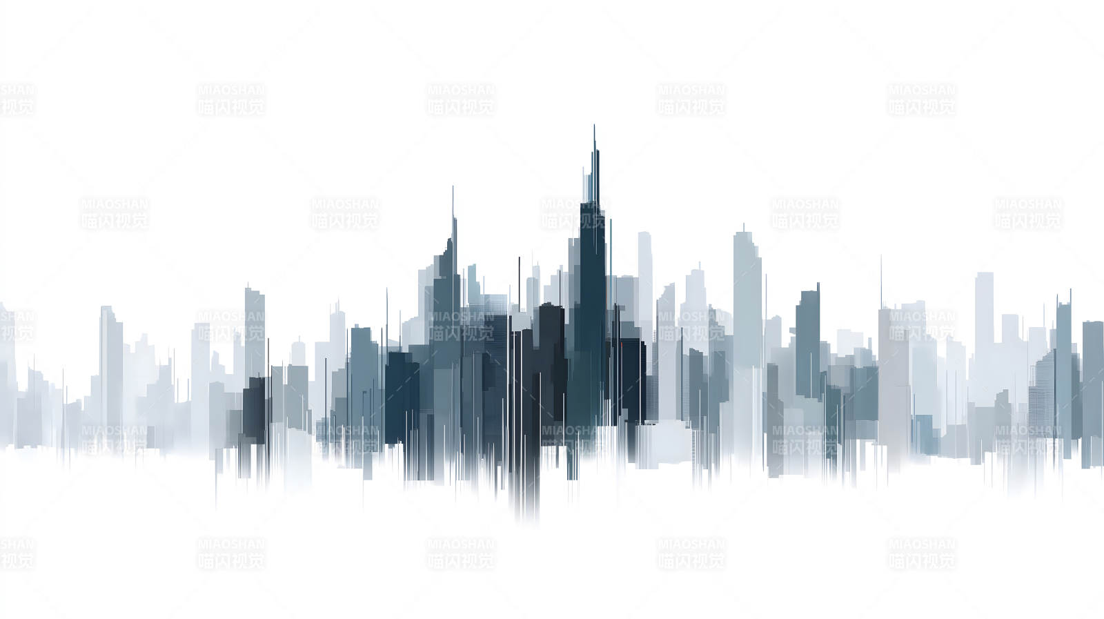 抽象城市天际线剪影图片