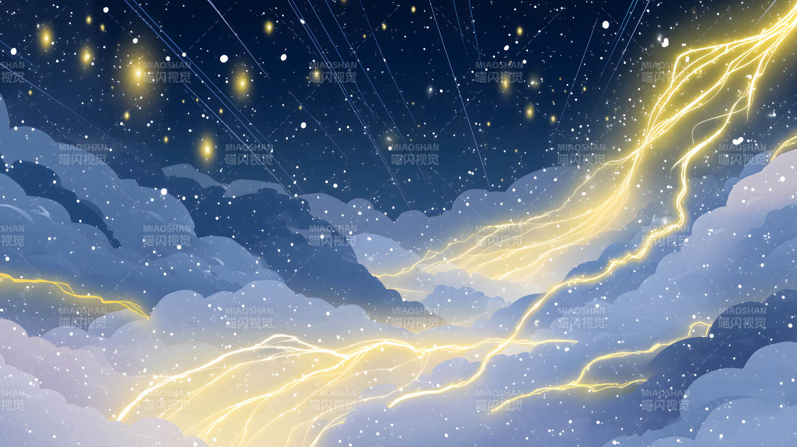 星空闪电云彩梦幻景象图片