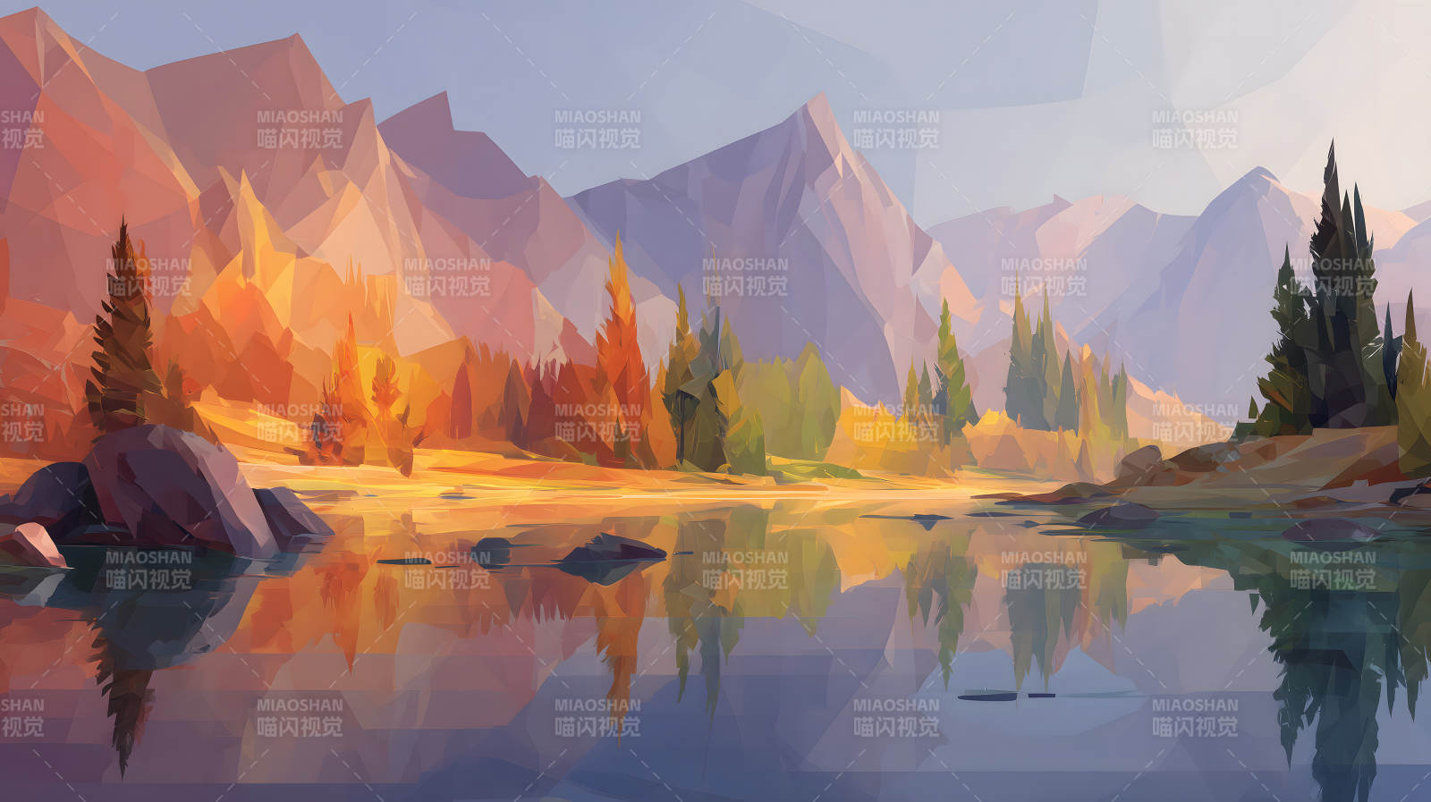 山川湖泊秋色美景图片