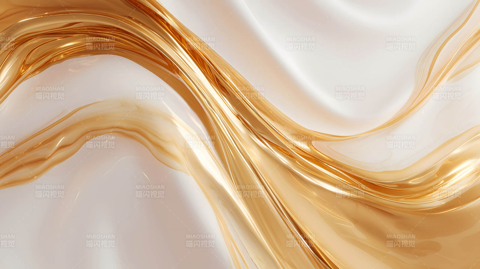 金色流体与柔和背景的抽象艺术图片