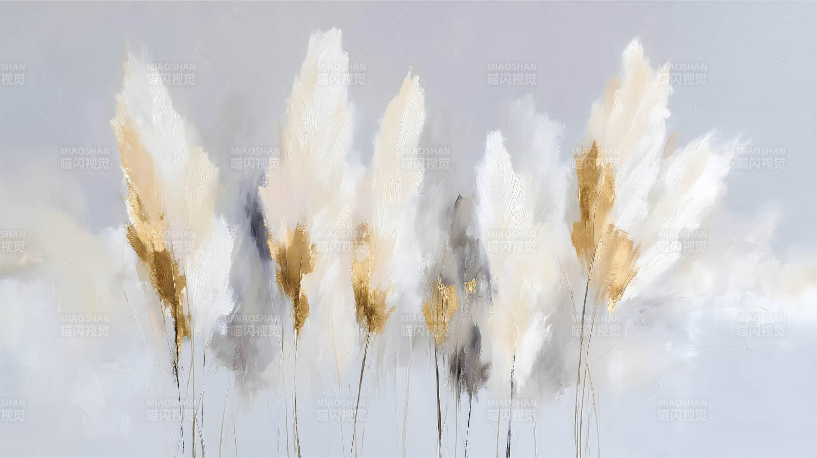 抽象金色芦苇画图片