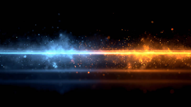 蓝色火焰与黄色光芒对比图片