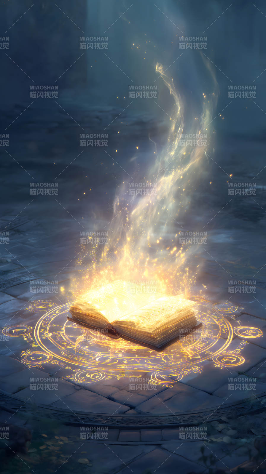 魔法书散发金色光芒图片