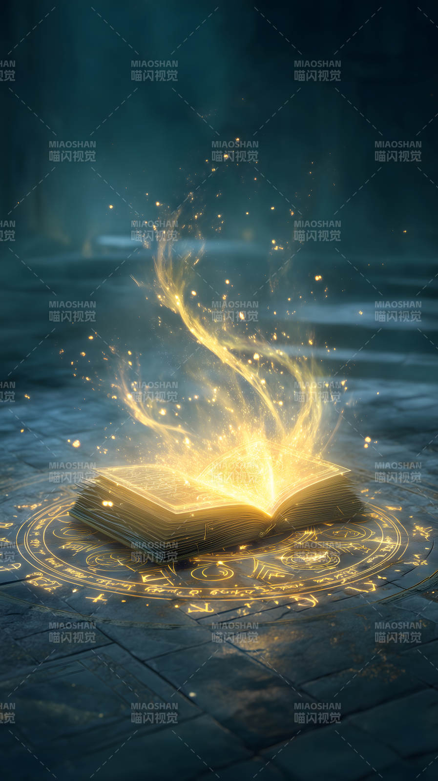 发光魔法书释放能量图片