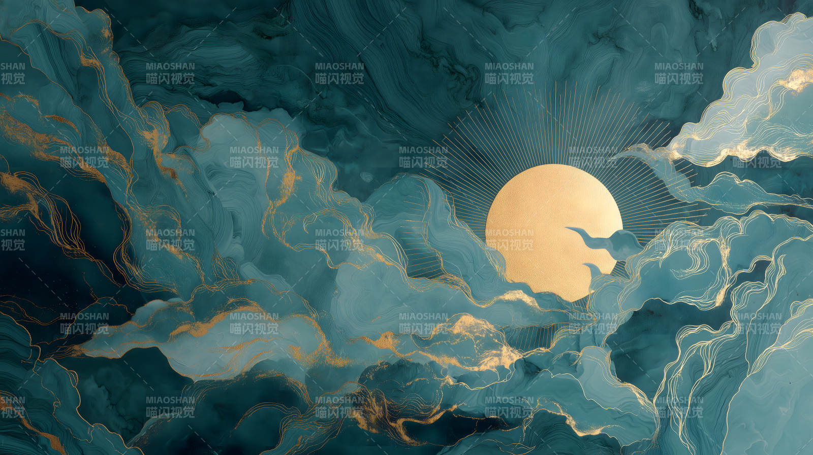 金光万丈下的云海奇观图片