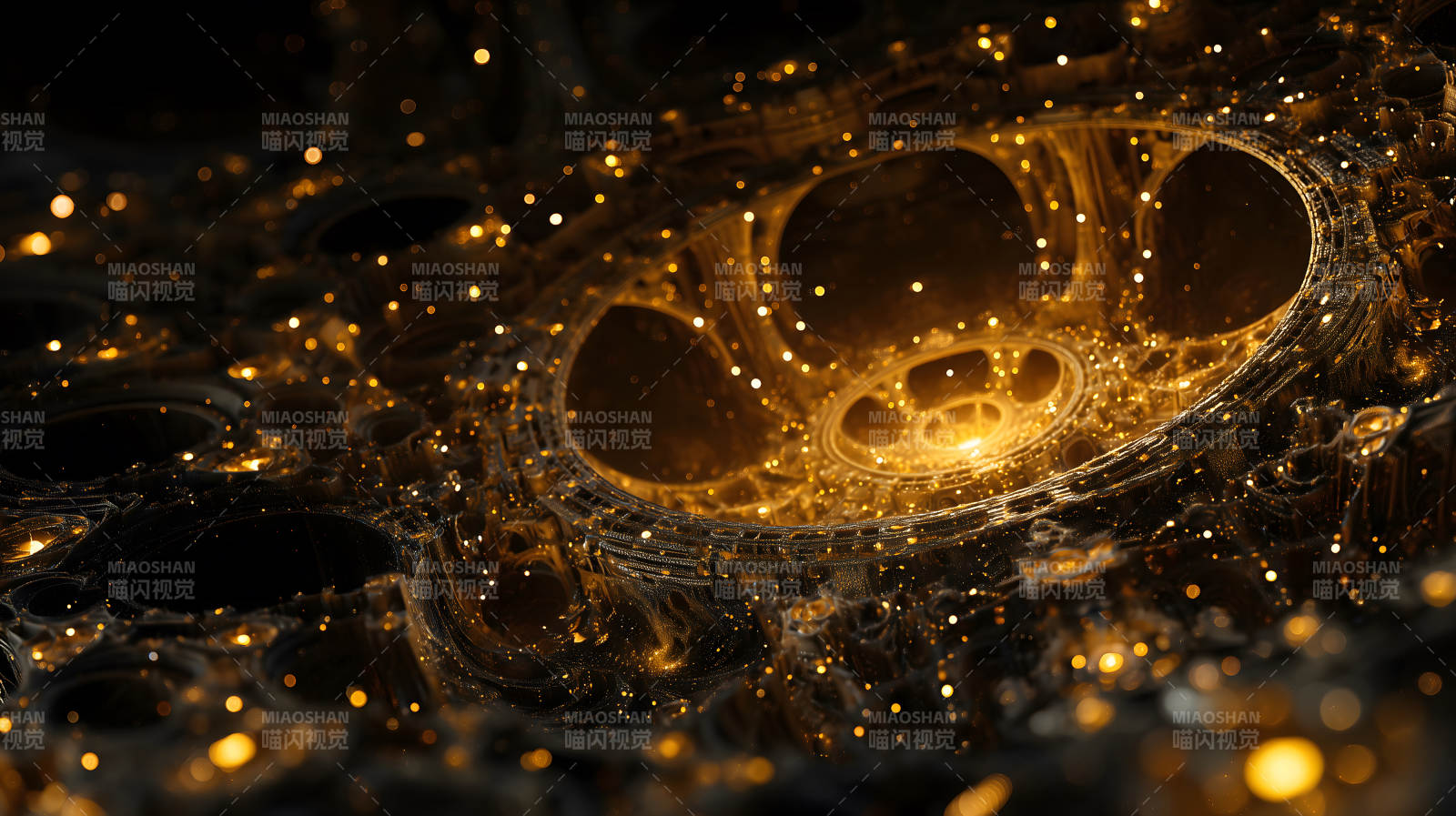 金色结构光点环绕图片