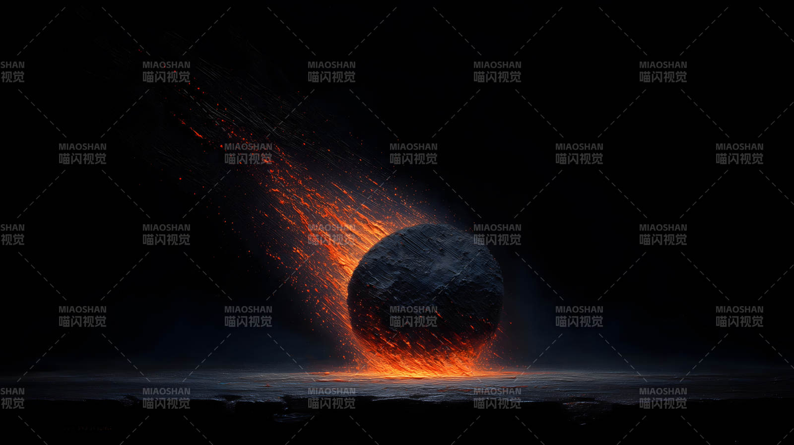 陨石撞击燃烧释放能量图片