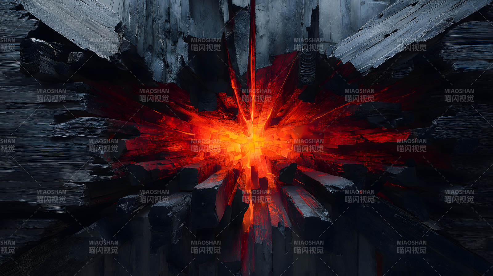 熔岩爆发冲破黑暗图片