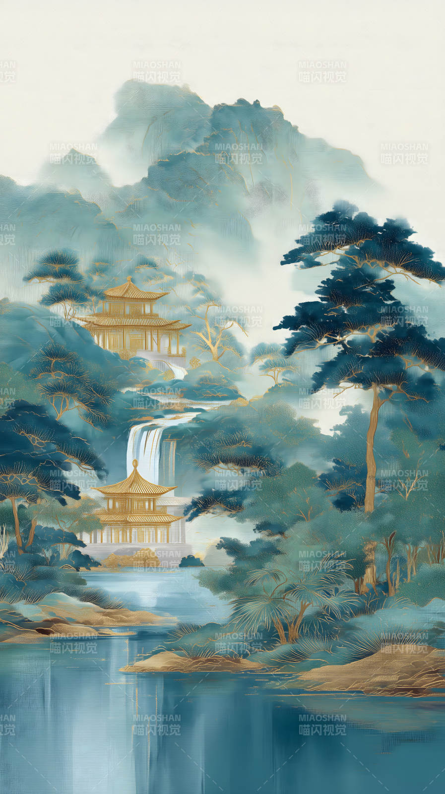 山水之间亭台楼阁如诗如画图片