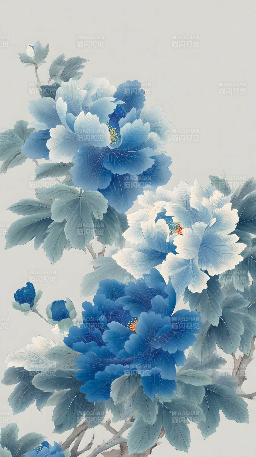 蓝牡丹花卉图图片