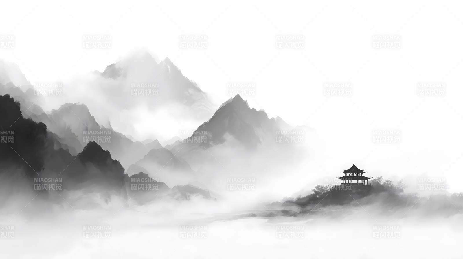 水墨山水意境空灵淡雅的中国风图片