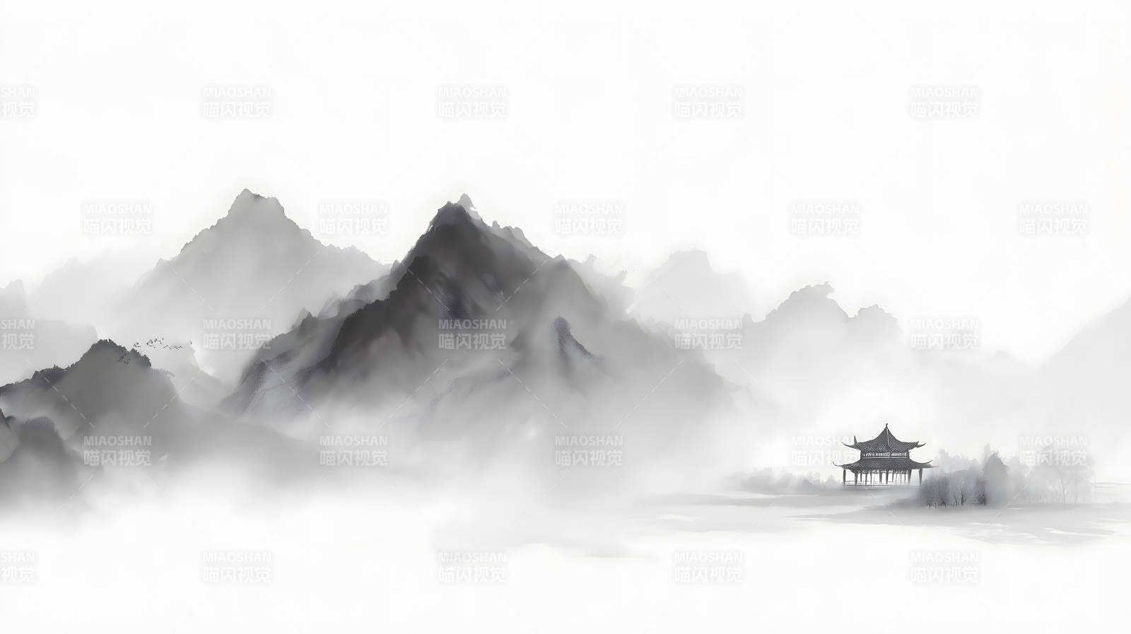 水墨山水画意境悠远图片