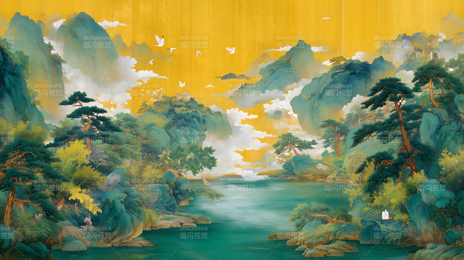 山水画卷意境悠远景色宜人图片