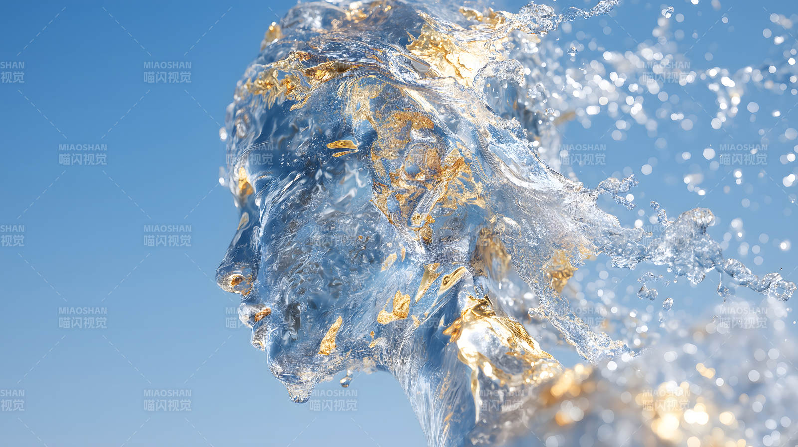 水与金的交融构成人面图片