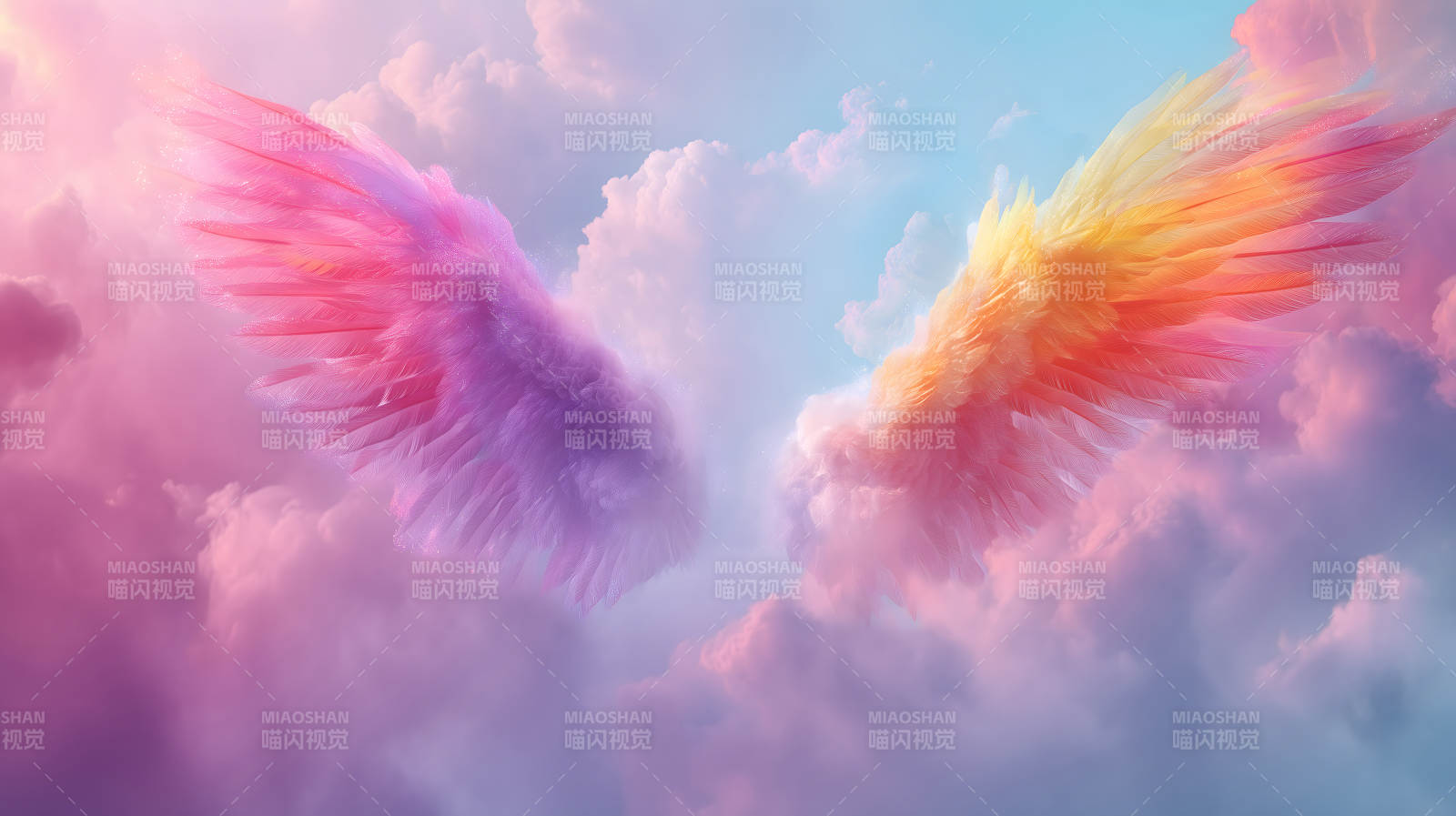 梦幻云彩中的绚丽翅膀图片