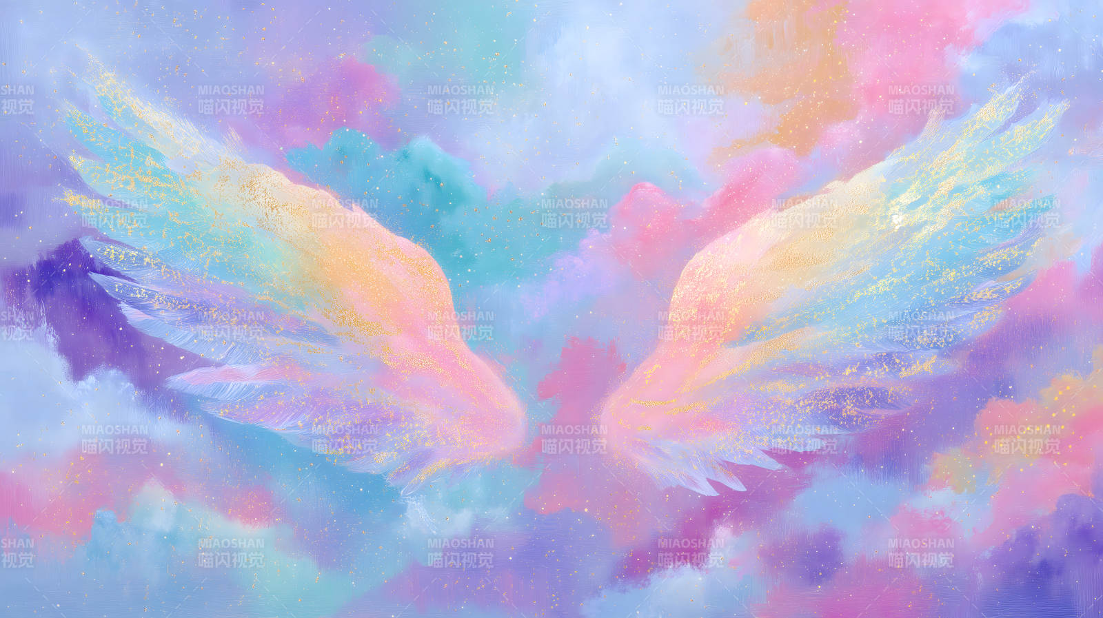 天使翅膀在梦幻天空图片