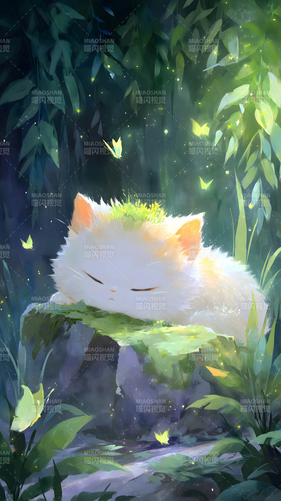 猫咪森林休憩场景图片