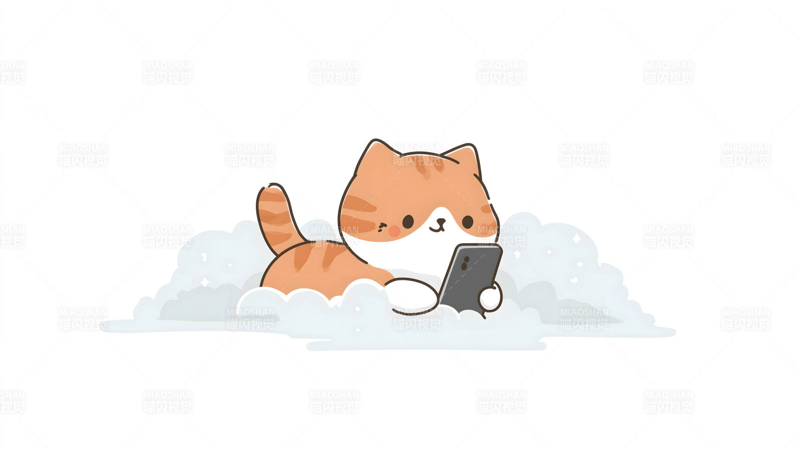 卡通猫咪玩手机图片