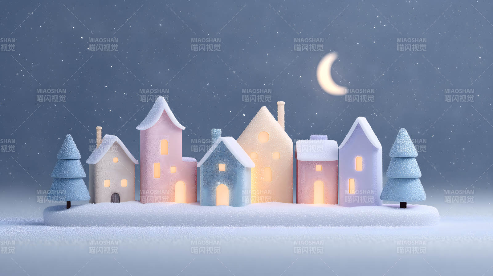 温馨冬日小村庄图片