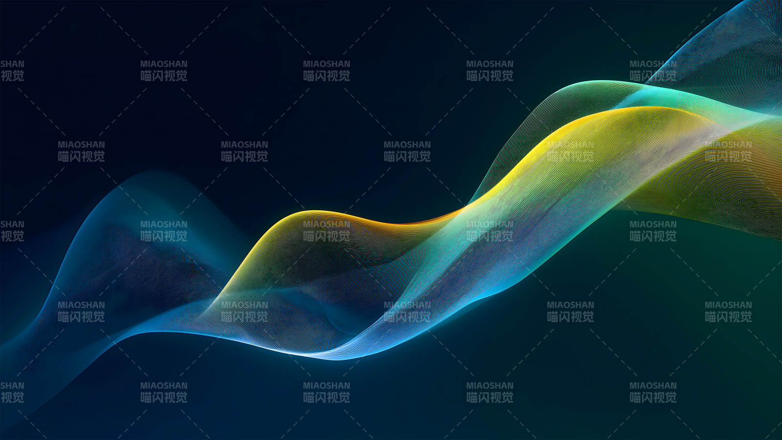 彩色线条在深蓝色背景上流动图片