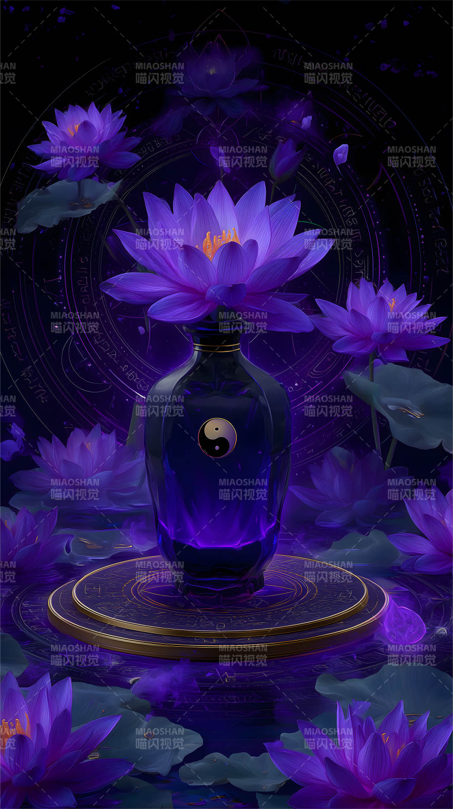 紫莲静谧阴阳和谐图片