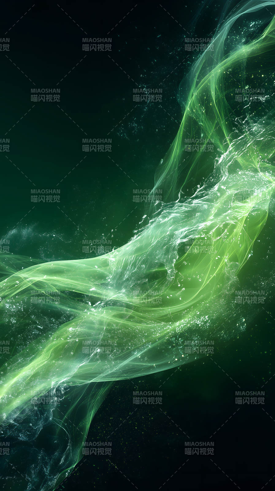 绿色光影流动抽象艺术图片