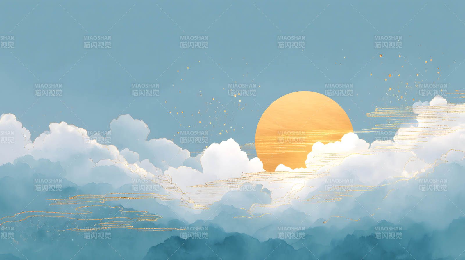 云海落日唯美意境图片