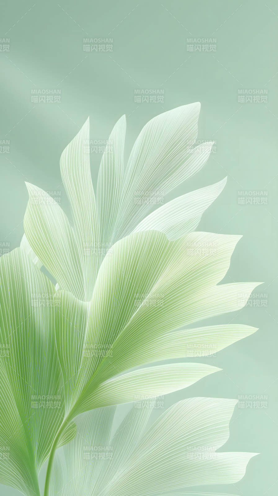 绿叶线条艺术背景图片