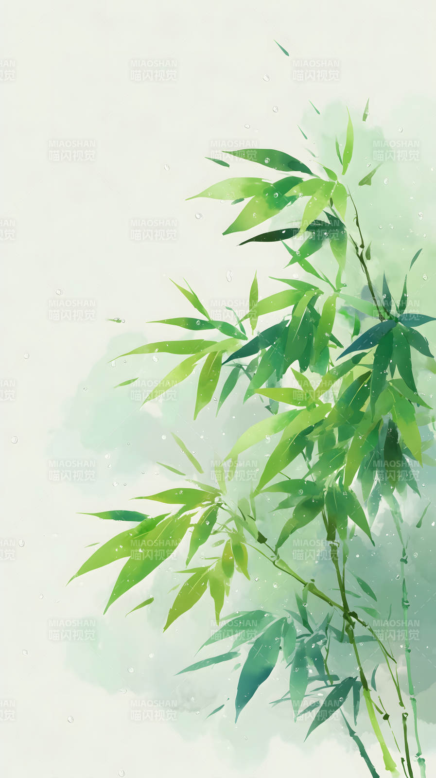 水墨竹林意境清新朦胧图片